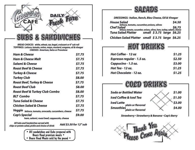 Menu for Caporasos